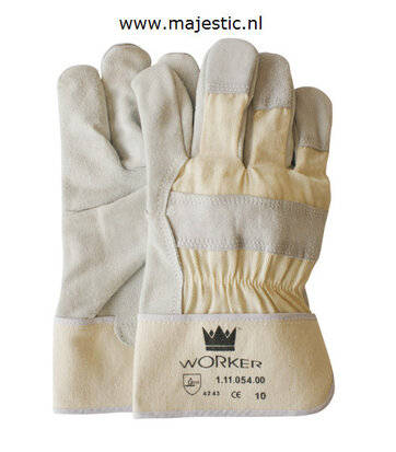 Rundsplitlederen handschoen met 7cm ecru kap